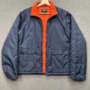 Y2K Ralph Lauren Polo Jeans Co Women's M Puffer Jacket Blue Orange Fleece Collar
